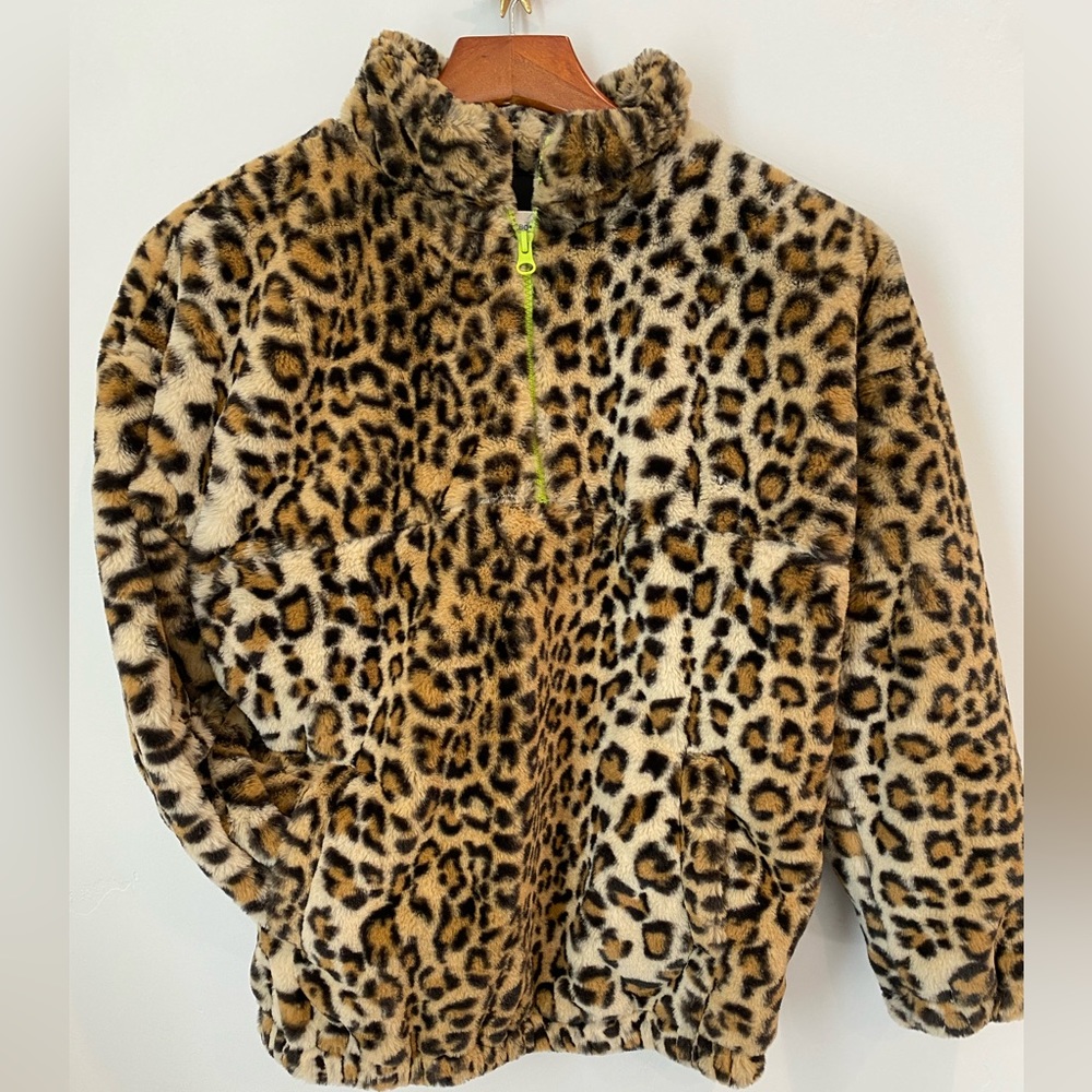 Leopard Print Half Zip Jacket